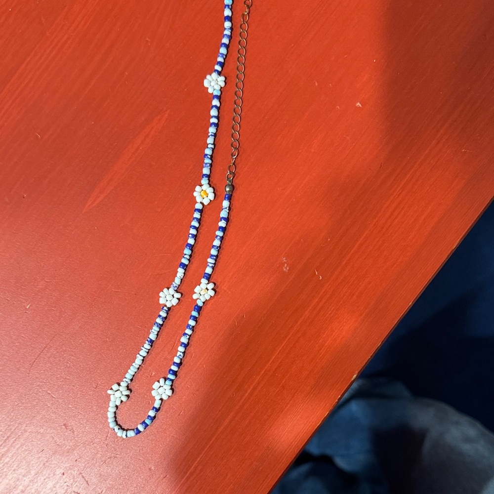 Blue and White Beaded Necklace